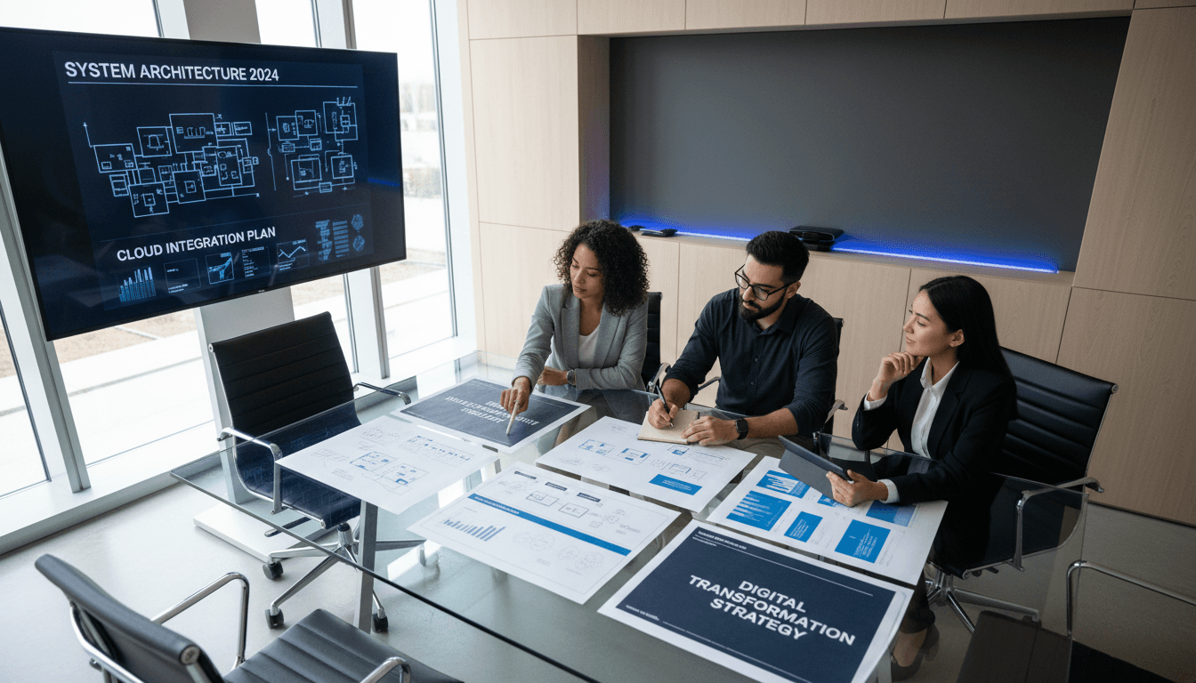 Business team consulting on IT strategy